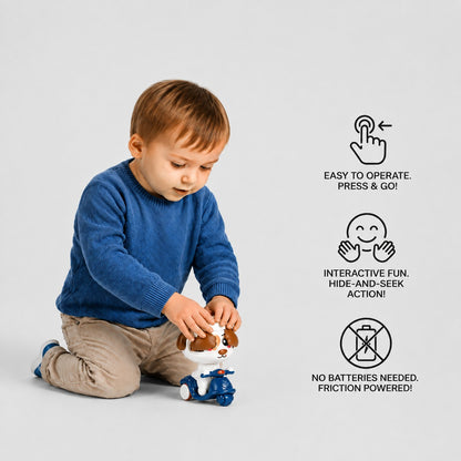 Press & Go Animal Motorcycle Toy – Cute Hide-and-Seek Character Car