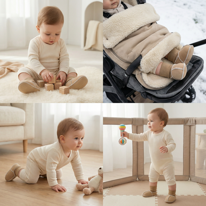 Lined baby winter sock shoes in suede look