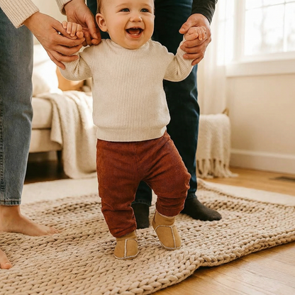 Lined baby winter sock shoes in suede look