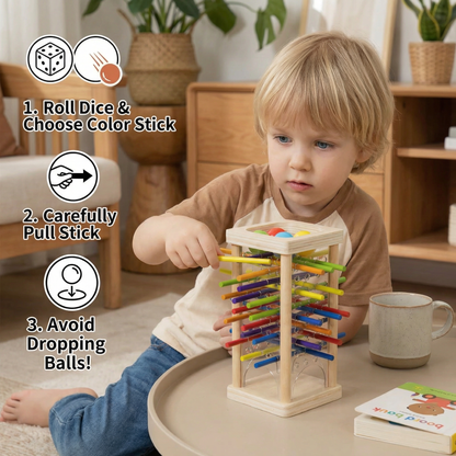 Educational 3-in-1 Wooden Ball and Stick Dexterity Game
