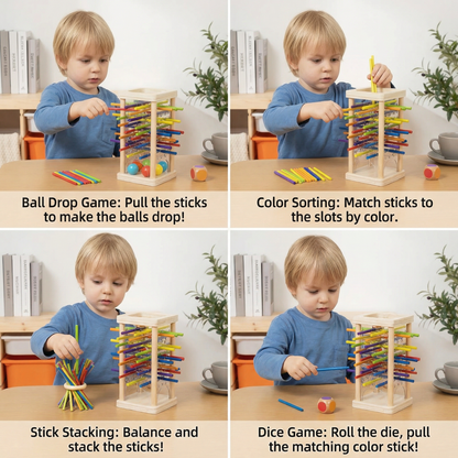 Educational 3-in-1 Wooden Ball and Stick Dexterity Game