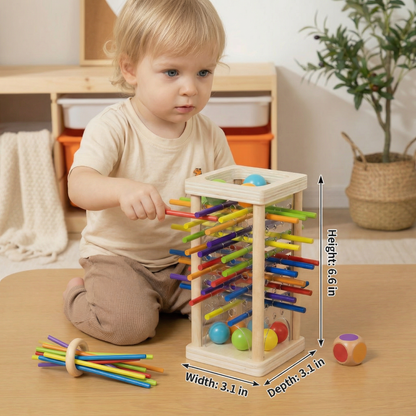 Educational 3-in-1 Wooden Ball and Stick Dexterity Game