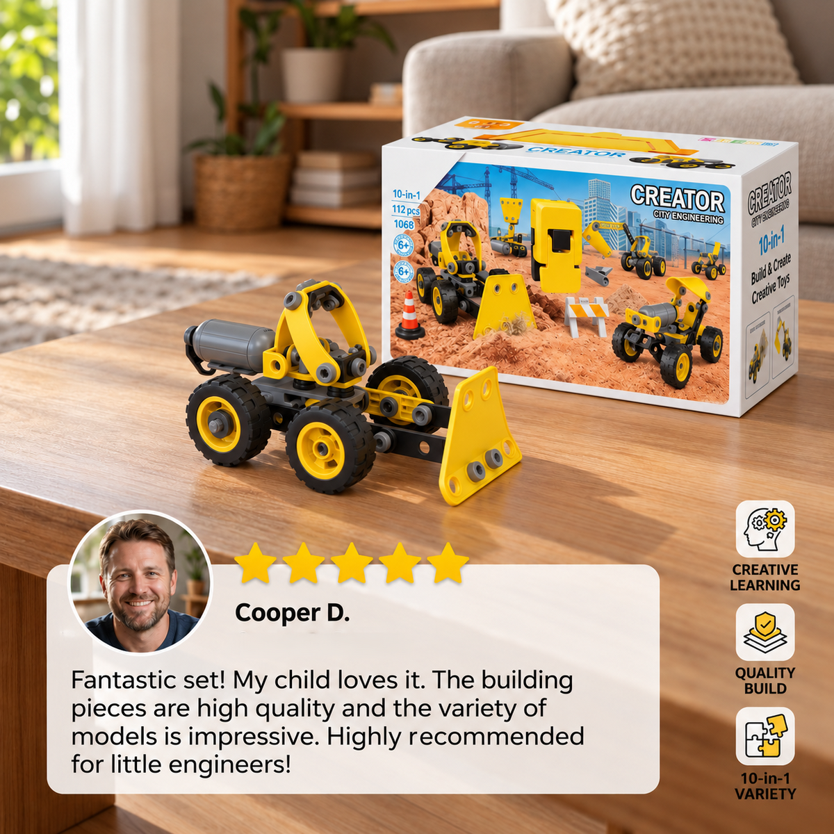 10-in-1 Creative Electric Construction Truck Building Set for Kids