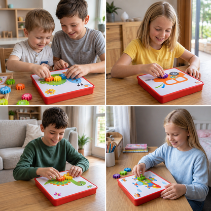 Creative Gear Puzzle Board Travel Box with Activity Cards for Kids