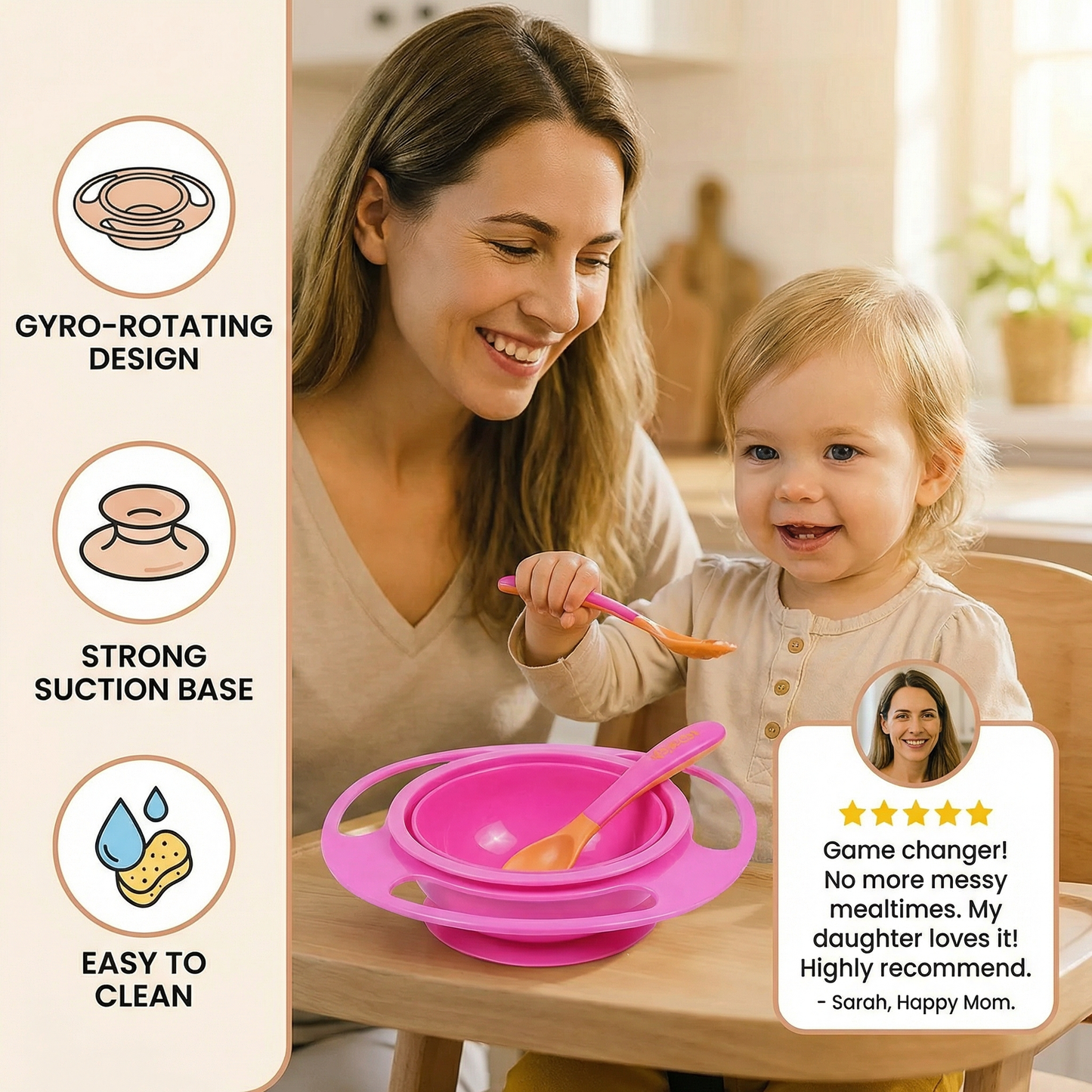 Non-spill baby bowl – eating without spilling