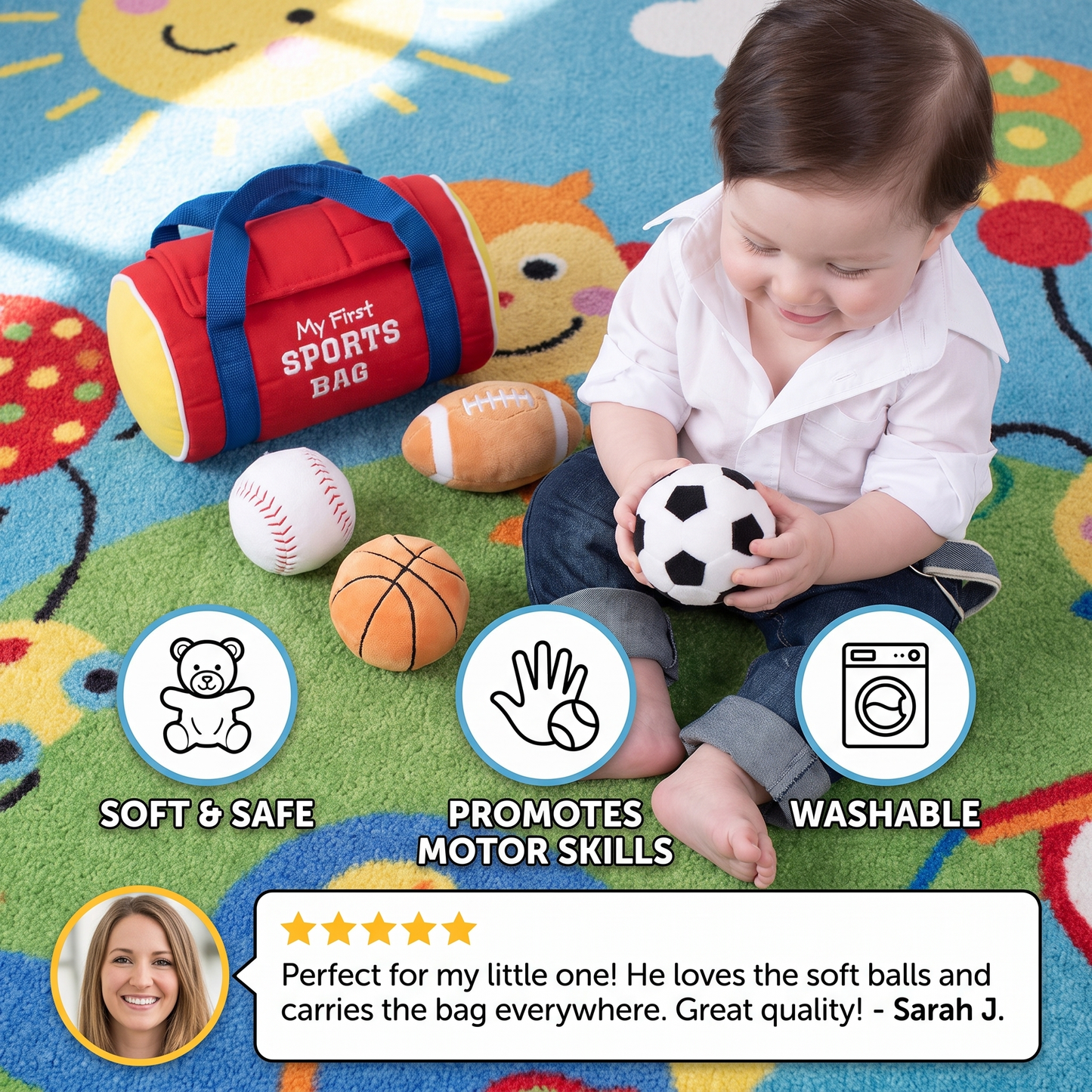 My First Sports Plush Bag – Soft Baby Play Set