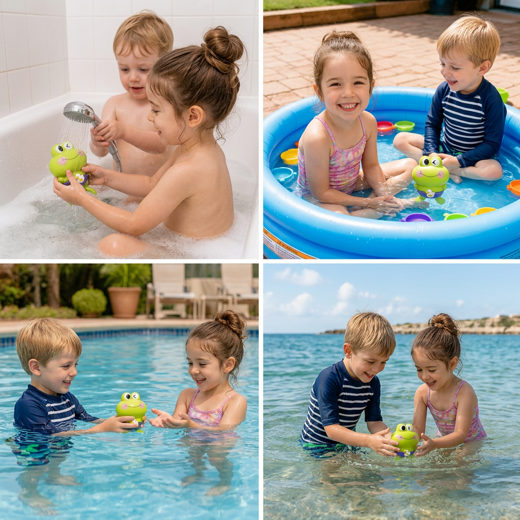 Cute Wind-Up Swimming Frog Bath Toy for Kids