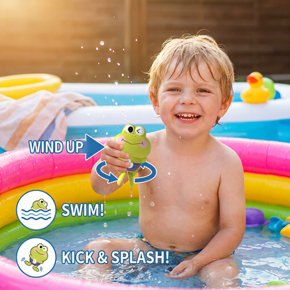 Cute Wind-Up Swimming Frog Bath Toy for Kids