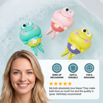 Cute Wind-Up Swimming Frog Bath Toy for Kids