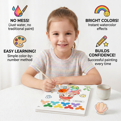 Watercolor Painting Book with Brush – Mess-Free Paint with Water Fun