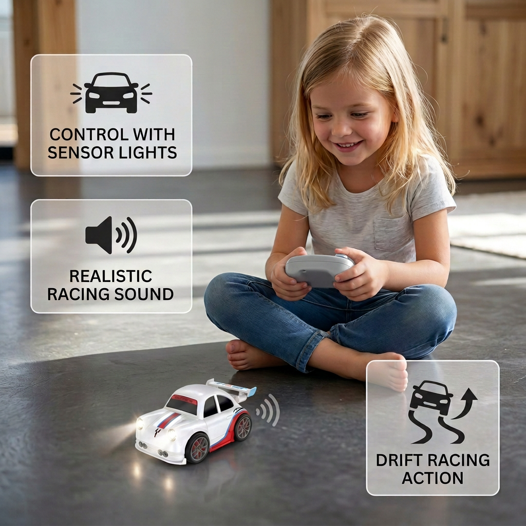 RC Racing Drift Car for Kids - Remote Control with Sensor Lights & Sound