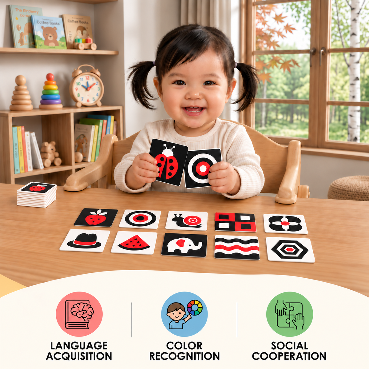 Montessori Baby Learning Flash Cards – Visual Stimulation, Color Recognition & Categorization Set