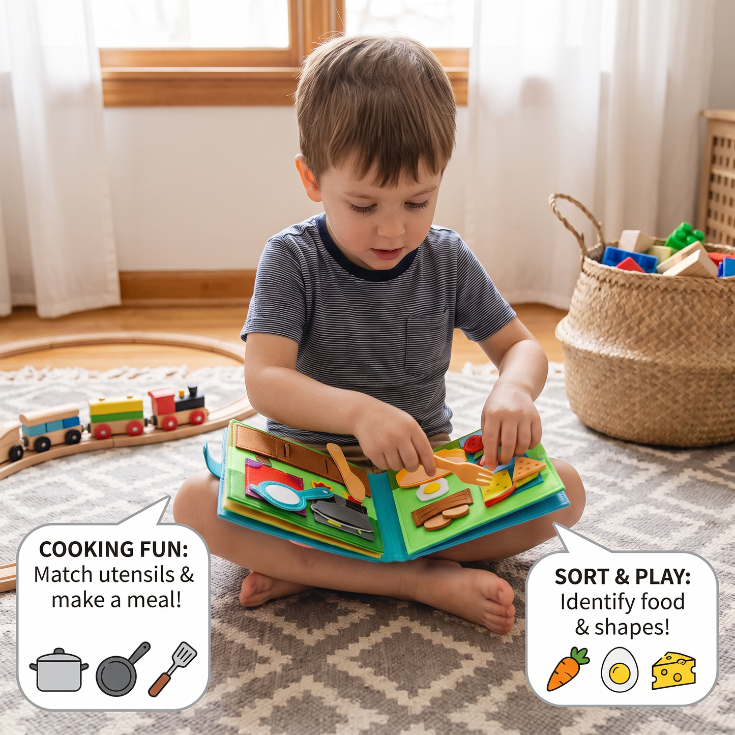 Montessori Felt Busy Book for Children – Dressing, Sorting & Everyday Learning