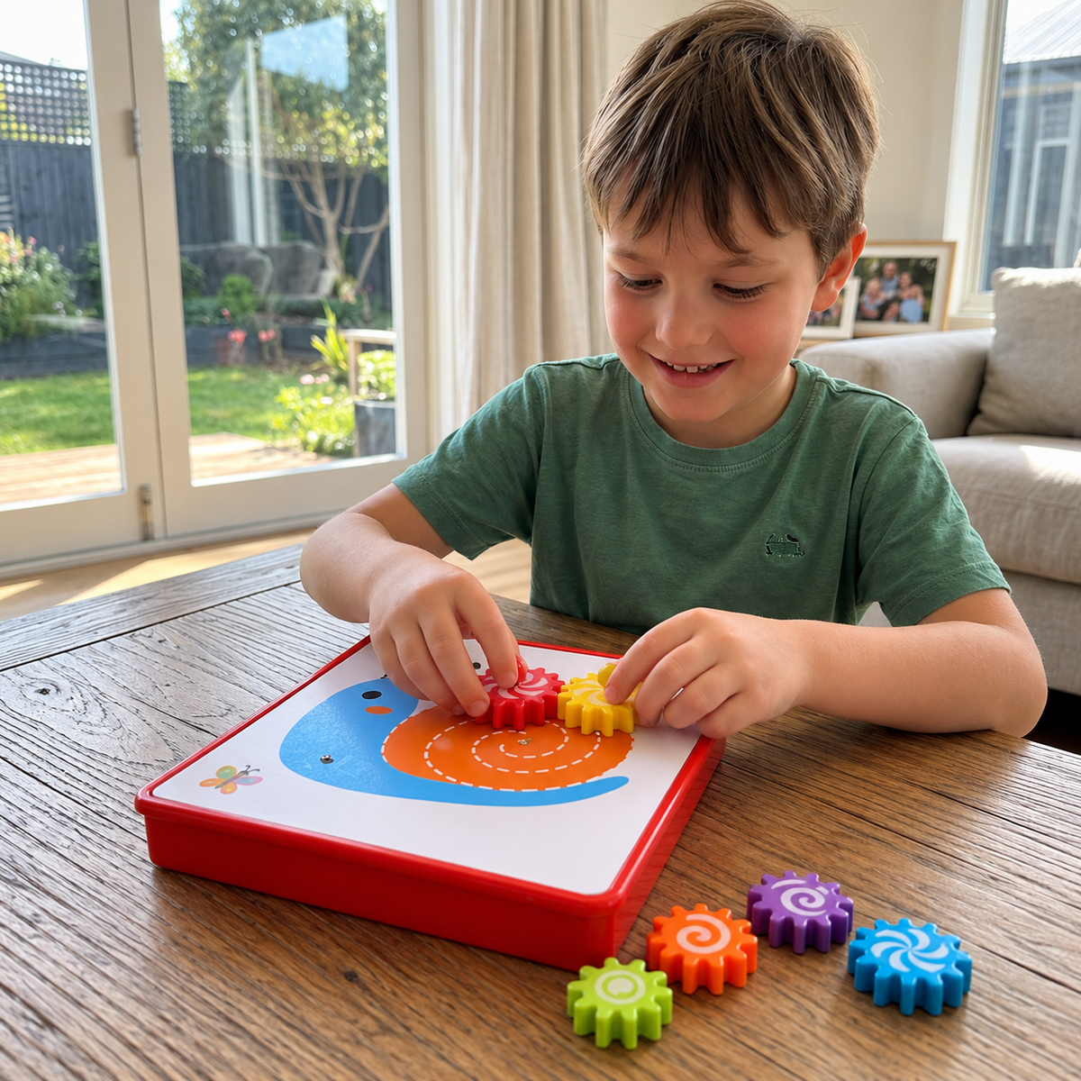 Creative Gear Puzzle Board Travel Box with Activity Cards for Kids