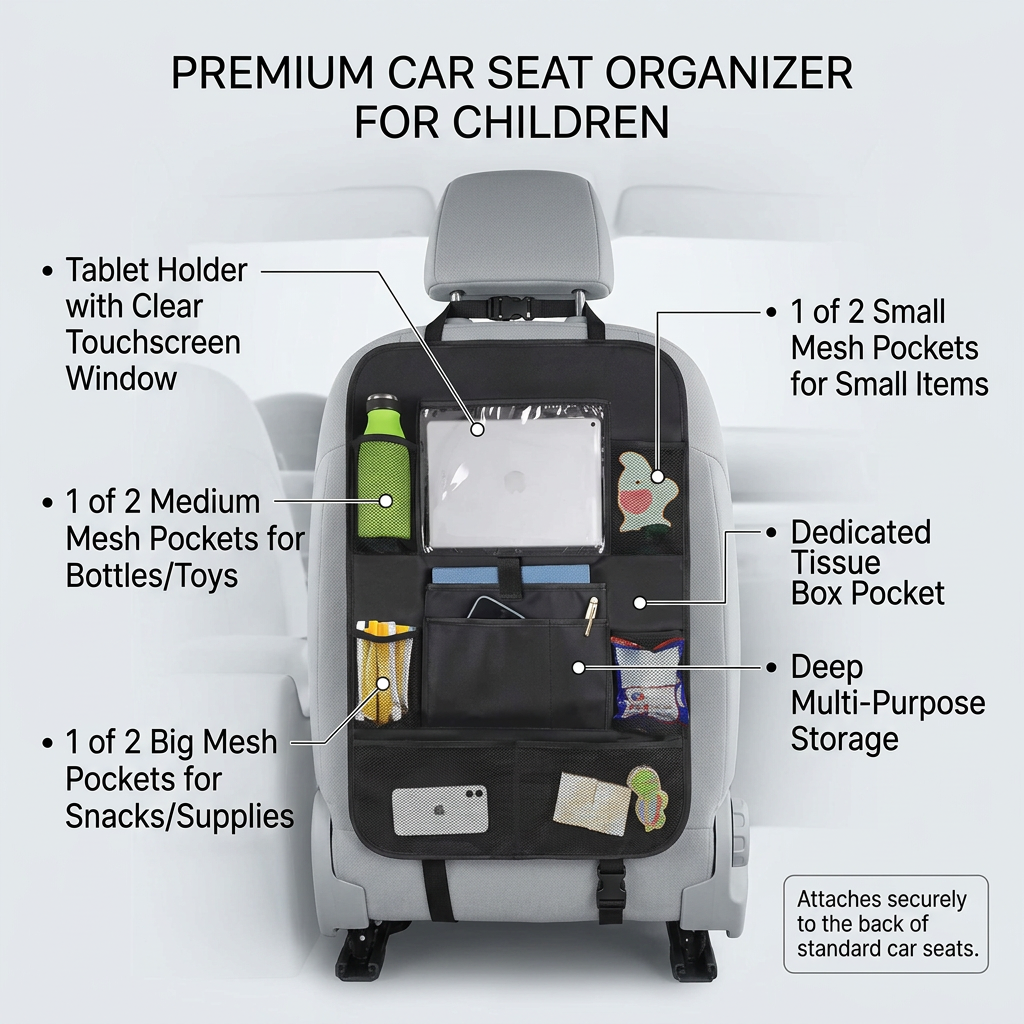 Car Seat Protector and Organizer for Children