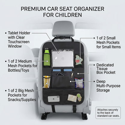 Car Seat Protector and Organizer for Children