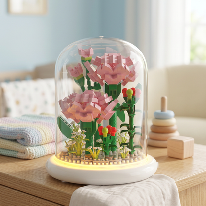 Elegant Building Block Flower in a Glass