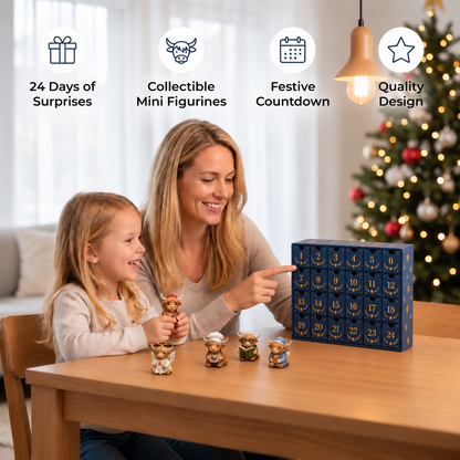 24-Day Highland Cow Advent Calendar with Collectible Mini Figurines