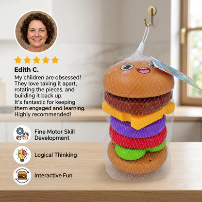 Interactive Rotating Burger Stacking Puzzle