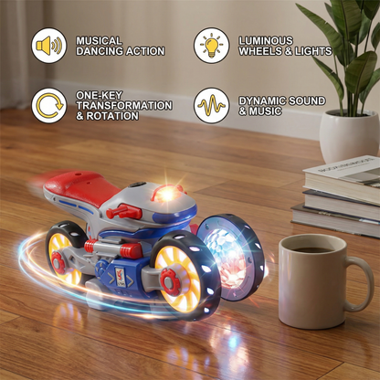 Luminous and dancing musical motorbike