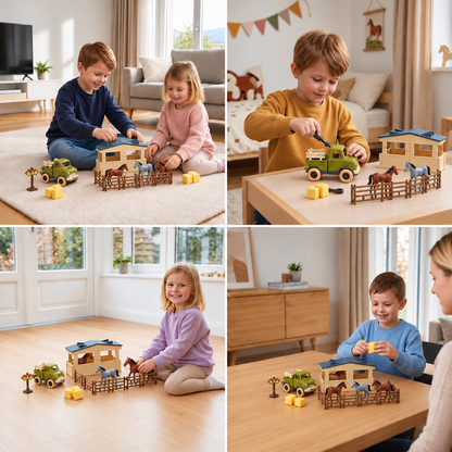 DIY Take-Apart Farm Truck & Horse Stable Play Set for Kids