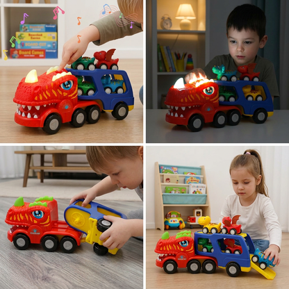 Dinosaur Transport Truck Toy Set with Mini Dino Cars