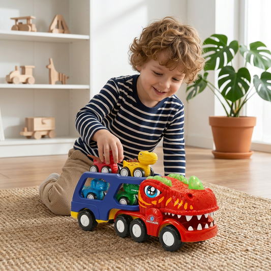 Dinosaur Transport Truck Toy Set with Mini Dino Cars