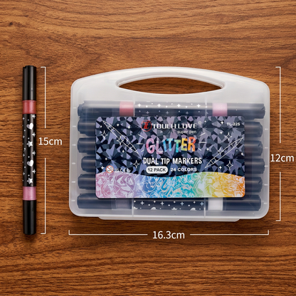 Glitter Dual-Tip Acrylic Paint Marker Set
