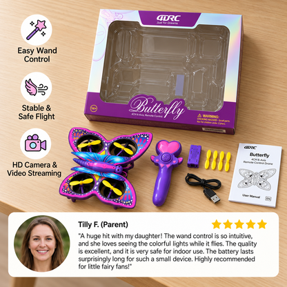 Magic Light-Up Butterfly Quadcopter Toy with Wand Control
