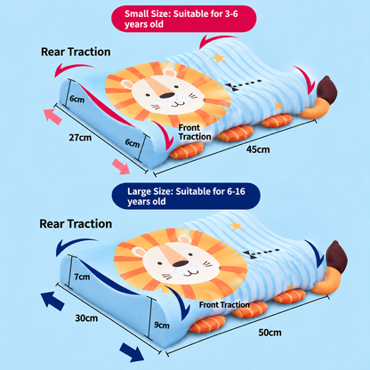 Calming Ergonomic Kids’ Pillow with Cartoon Animal Pillowcase