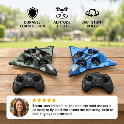 Durable Foam RC Fighter Plane with Altitude Hold & 360° Stunt Rolls