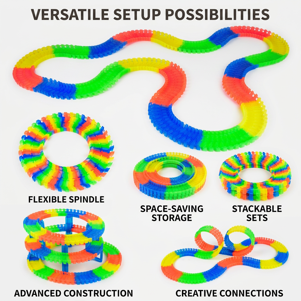 Glow-in-the-Dark Flexible Sand Race Track Set for Kids