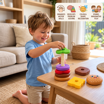 Interactive Rotating Burger Stacking Puzzle