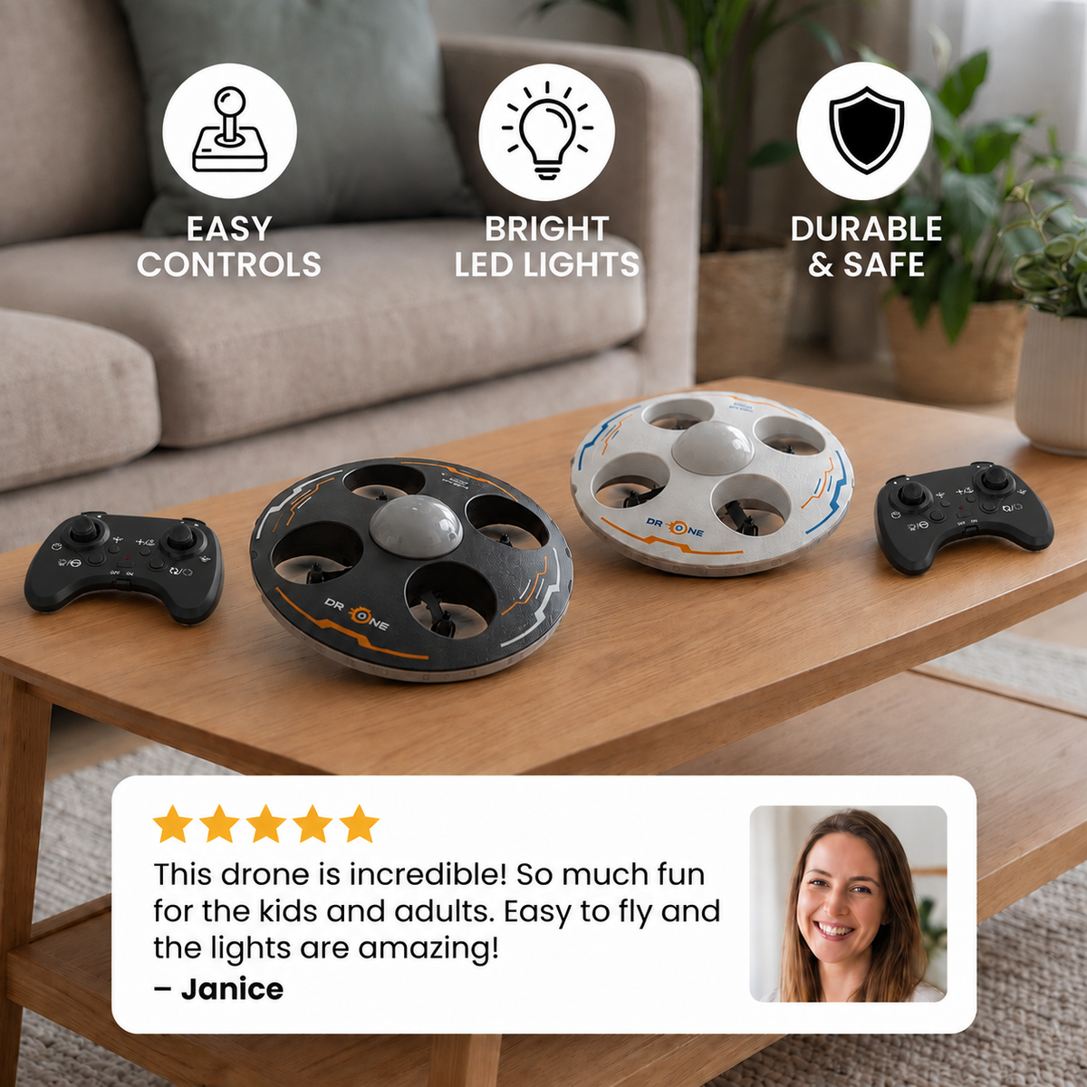 Remote Control LED Flying Saucer Drone
