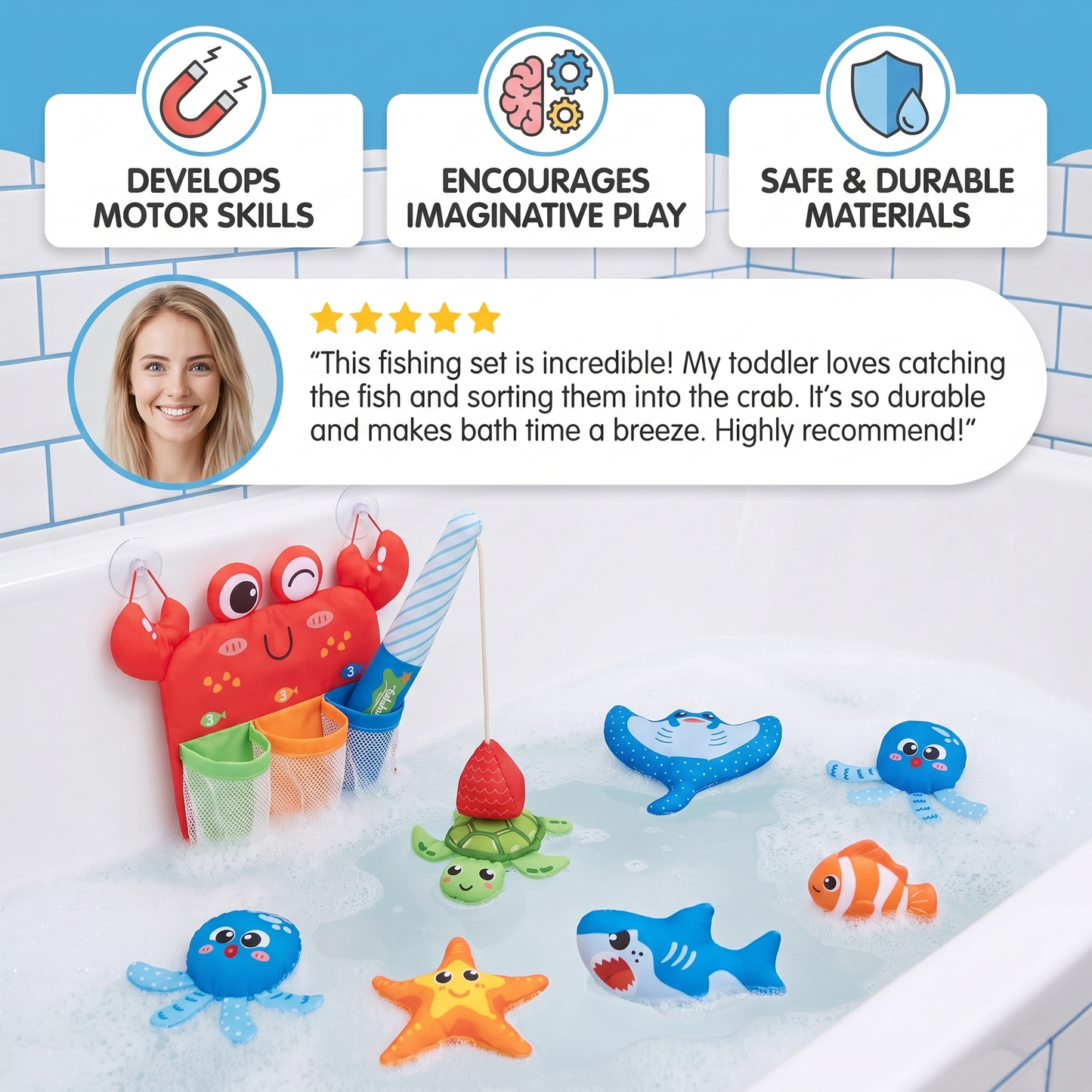 Montessori Magnet Fishing Bath Toy Set