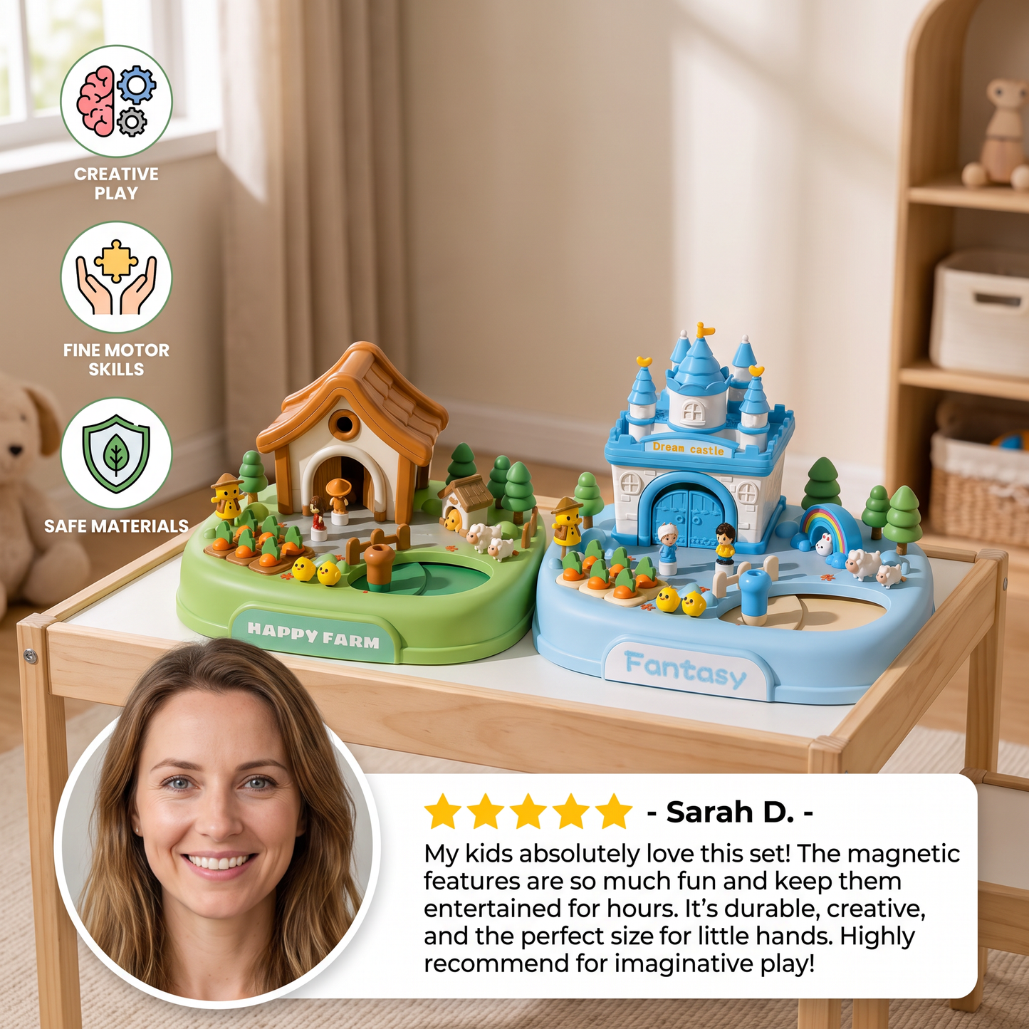 Magnetic Dream Castle & Garden Playset for Kids