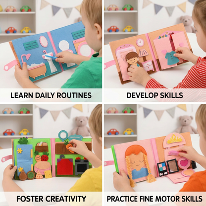 Montessori Felt Busy Book for Children – Dressing, Sorting & Everyday Learning