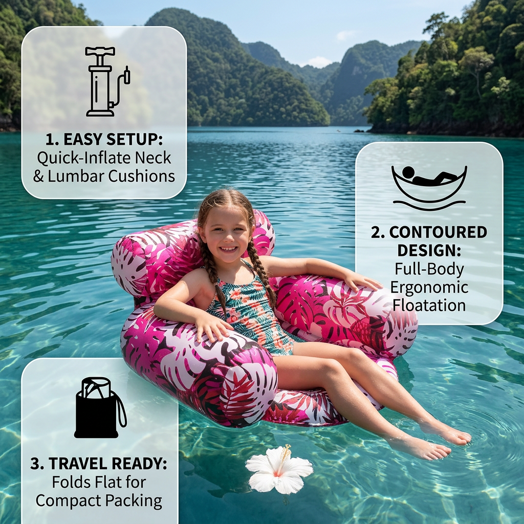 Inflatable Pool Hammock with Backrest – Foldable Water Lounge