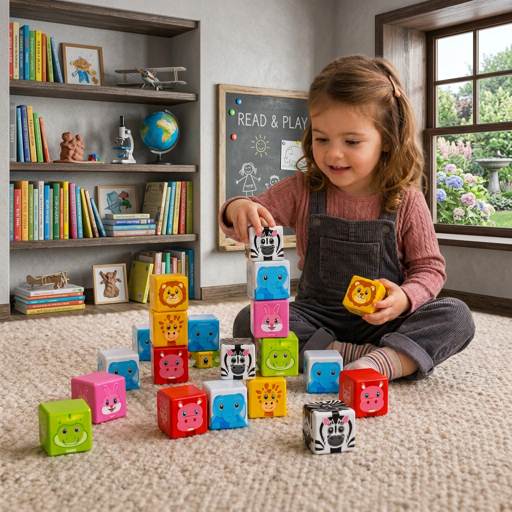 Toddler-Safe 4.2 cm Safari Animal Magnetic Building Cubes – STEM Learning Blocks
