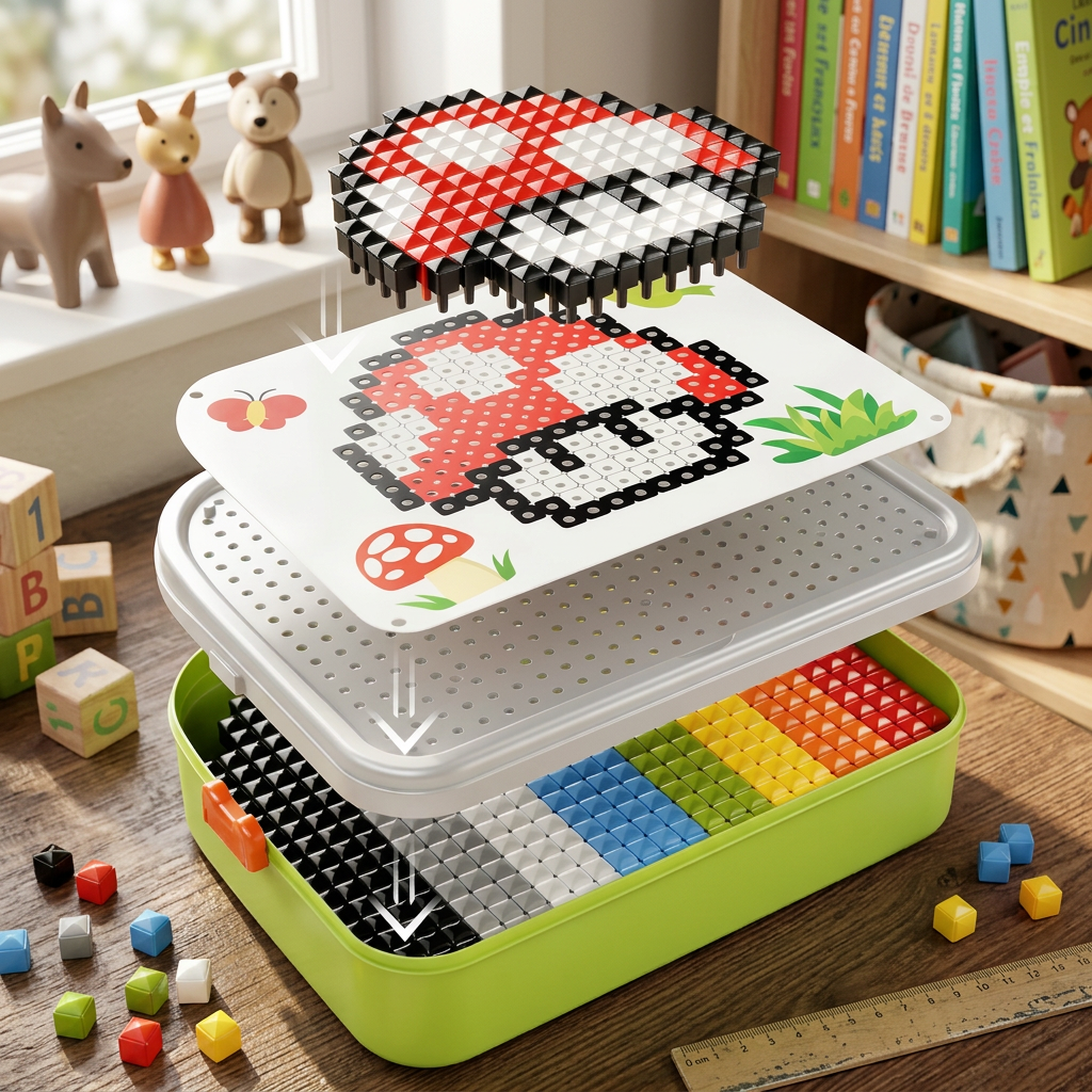 Kids Montessori Mushroom Pegboard Mosaic Puzzle Set