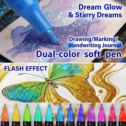 Glitter Brush Marker Set – Dual-Tip Sparkling Art Markers