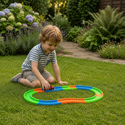 Glow-in-the-Dark Flexible Sand Race Track Set for Kids