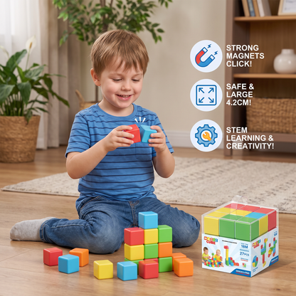 Toddler Safe 4.2cm Magnetic Building Cubes – STEM Learning Blocks
