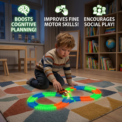 Glow-in-the-Dark Flexible Sand Race Track Set for Kids