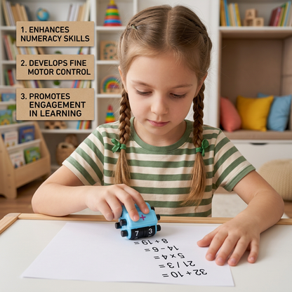 4-in-1 Math Roller Stamp – Addition, Subtraction, Multiplication & Division Practice