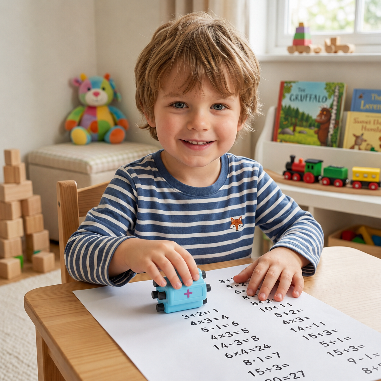 4-in-1 Math Roller Stamp – Addition, Subtraction, Multiplication & Division Practice
