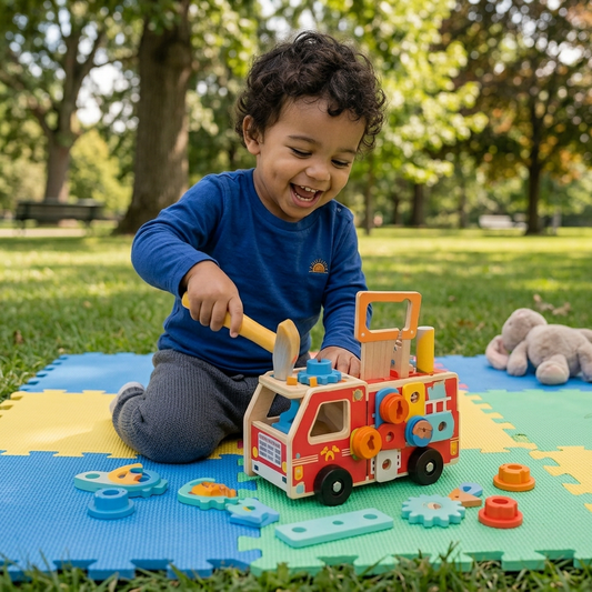 Montessori Wooden Firefighter Tool Box & Building Set