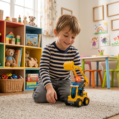 Interactive Light-Up Construction Bulldozer with Ball Launcher for Kids