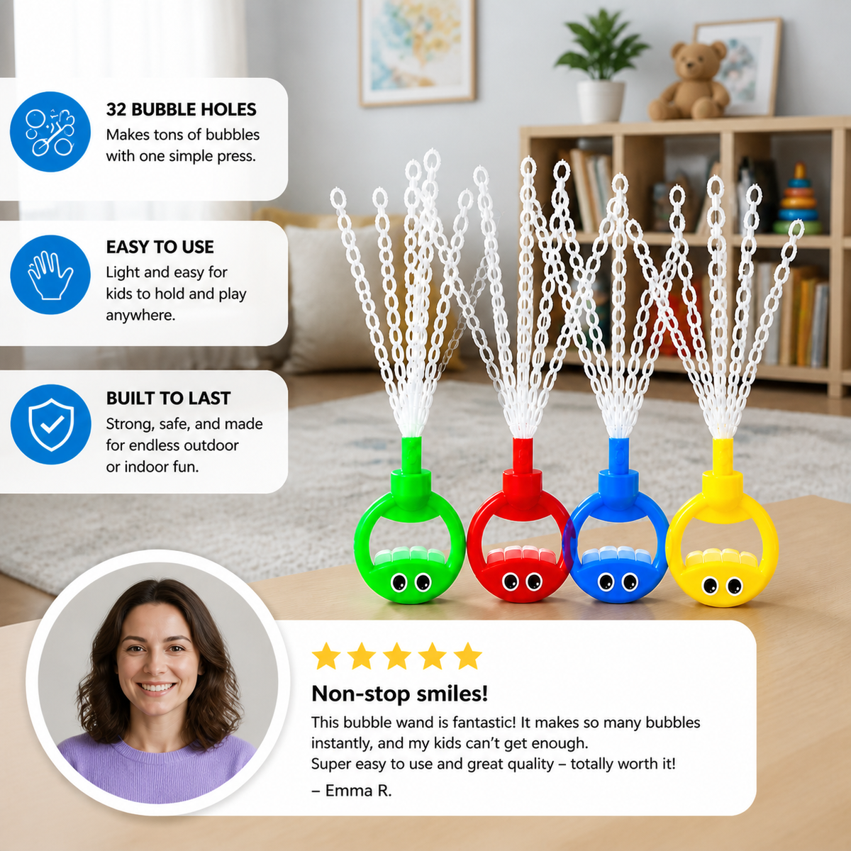 32-Hole Bubble Wand – Giant Bubble Maker for Kids