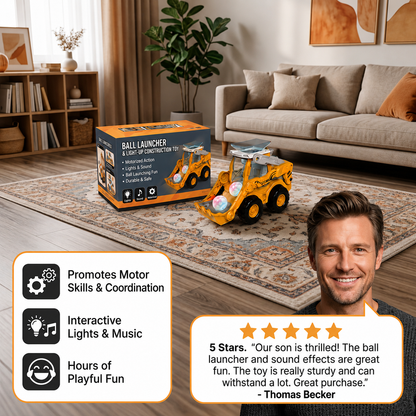 Interactive Light-Up Construction Bulldozer with Ball Launcher for Kids